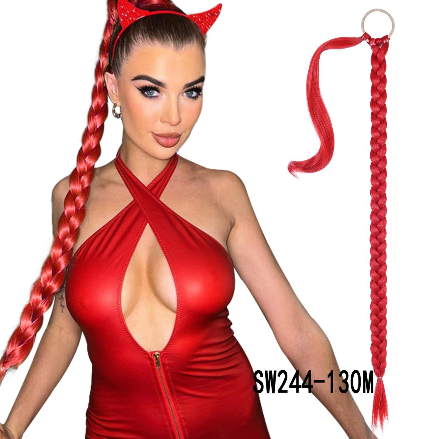 Fake Braid New Fashion Chemical Fiber Wig Female Long Braid Hair Extensions Hair Band Type Hair Extensions Braid Wig Ponytail - Korvel