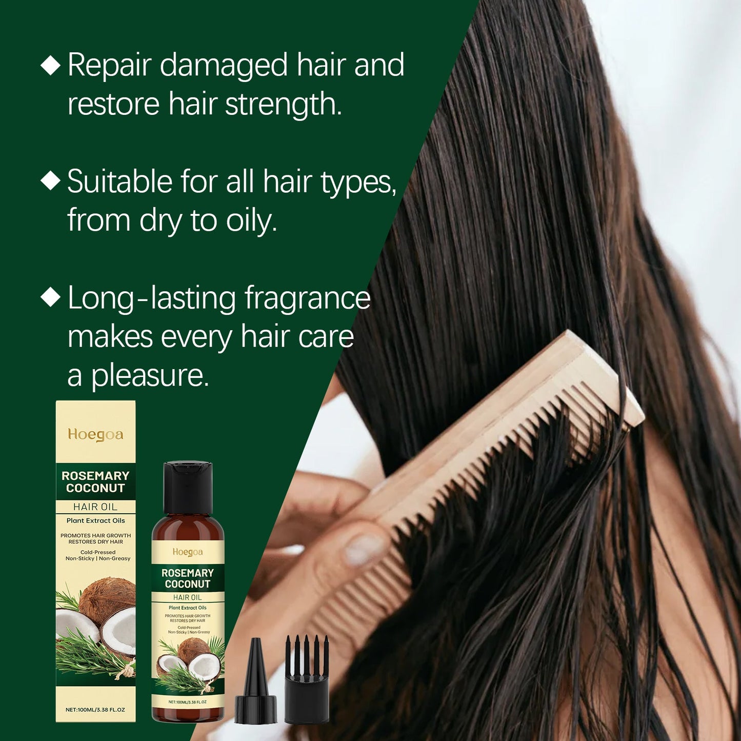 Rosemary Coconut Hair Oil Nourishes, Moisturizes, Leaves Fragrance, Pamper Hair, And Softens Hair Essence - Korvel