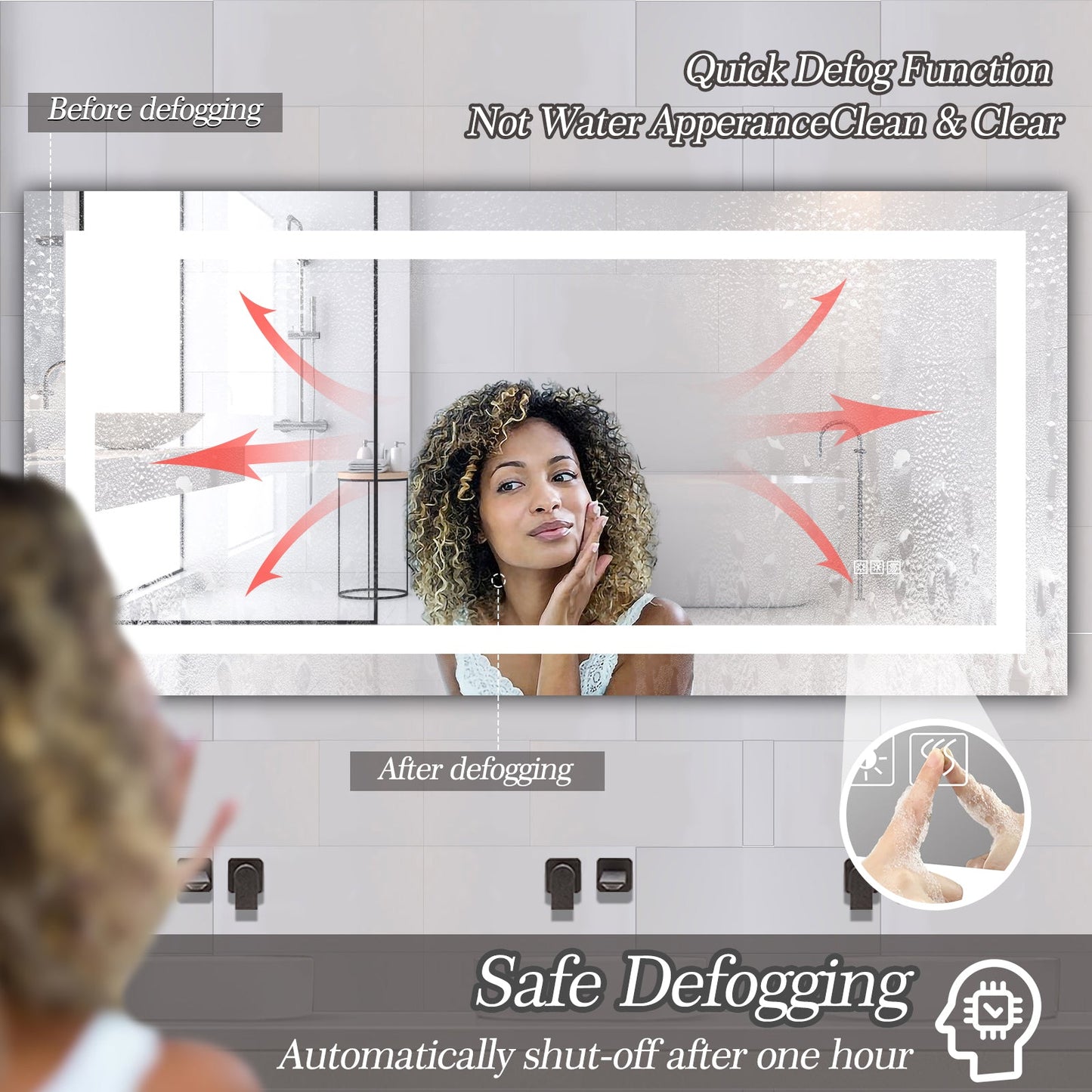 LED Bathroom Mirror 72x36 Inch with Anti-Fog and Dimming Features