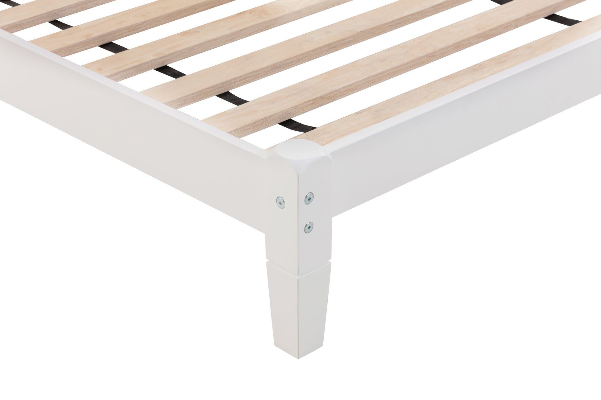 Twin Bed with Column-Decoration Headboard, with Bed Slats,White - Korvel