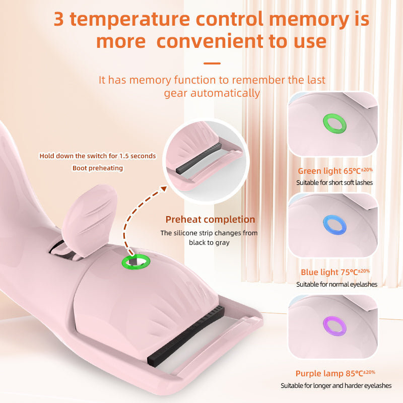 Electric eyelash curler three temperature rechargeable eyelash curler portable compact heating eyelash curler - Korvel