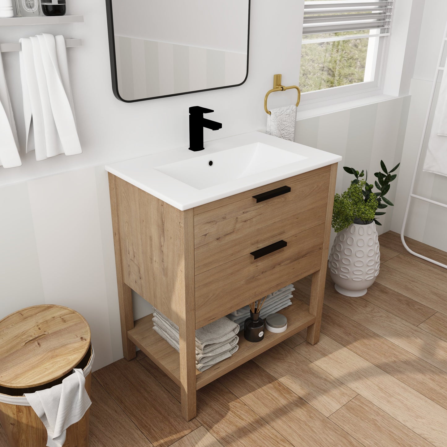 30 Inch Bathroom Vanity Plywood With 2 Drawers-BVB01030IMO-BL9075B - Korvel
