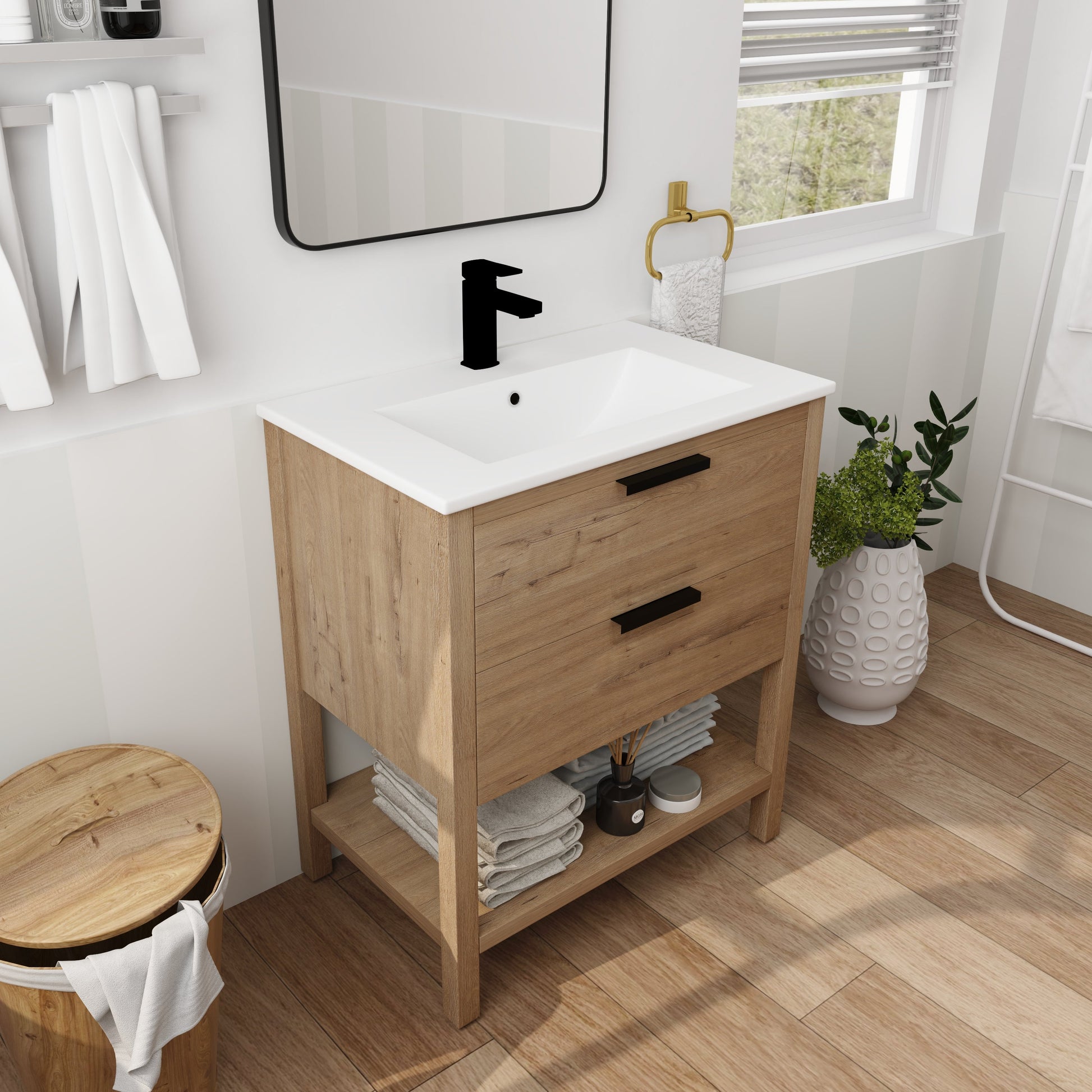 30 Inch Bathroom Vanity Plywood With 2 Drawers-BVB01030IMO-BL9075B - Korvel