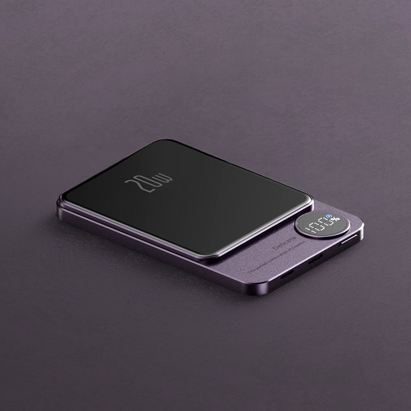 Magnetic charging treasure wireless fast charging industrial style portable metal power bank ultra thin mini - Korvel
