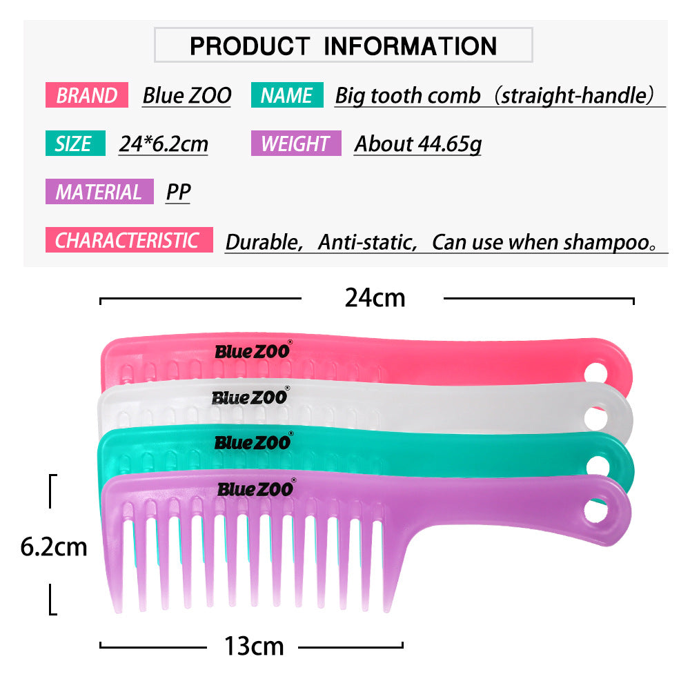 Blue ZOO Candy Color Wide Tooth Curling Comb