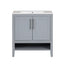 30" Bathroom Vanity with Sink, Multi-functional Bathroom Cabinet with Doors and Drawers, Solid Frame and MDF Board, Grey - Korvel