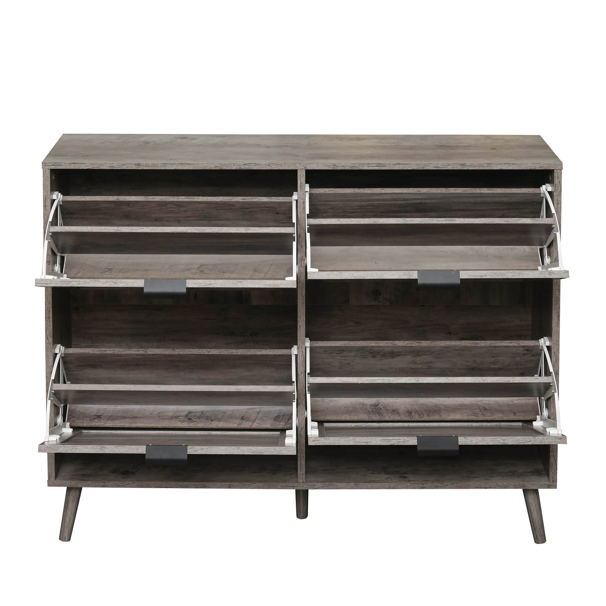4 Door Shoe Rack, Freestanding Modern Shoe Storage Cabinet, for Entryway - Korvel