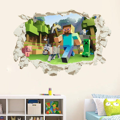 Minecraft run away My World Wall Stickers Living Room Children's Room Removable Decorative PVC Stickers - Korvel