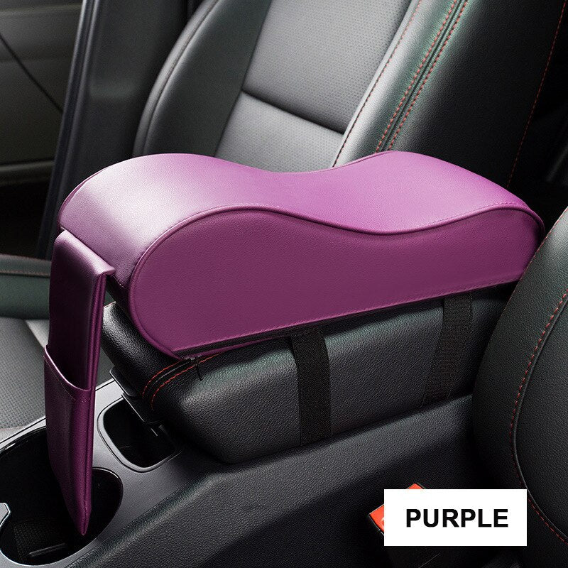 Leather Car Central Armrest Pad Black Auto Center Console Arm Rest Seat Box Mat Cushion Pillow Cover Vehicle Protective Styling - Korvel