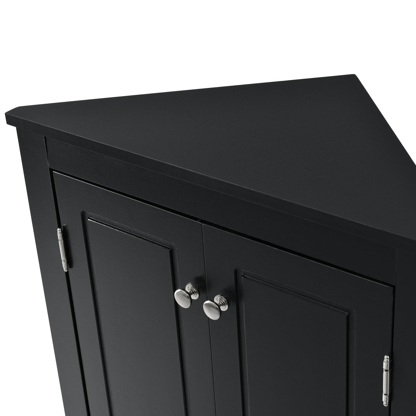 Black Triangle Bathroom Storage Cabinet with Adjustable Shelves