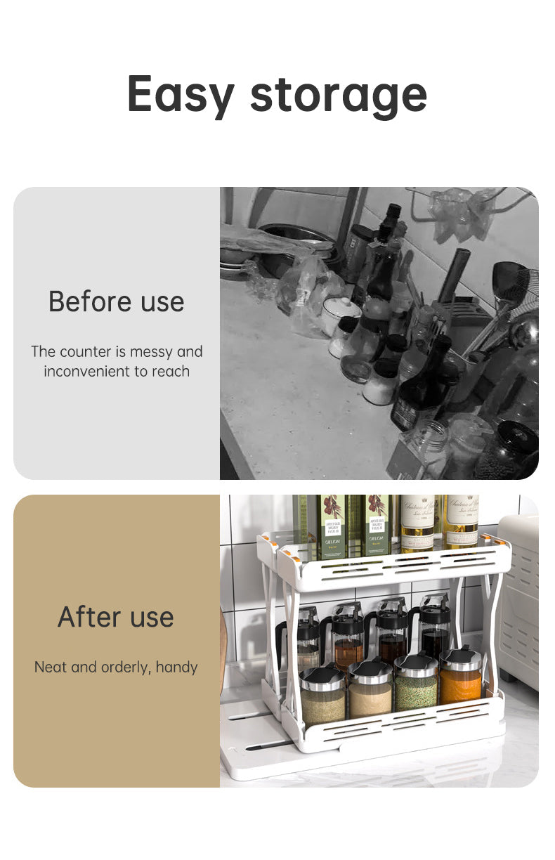 Pull out Rotating Spice Rack Organizer for Cabinet Rotate Makeup Organizer Slide Bottle Box Holder Plastic Seasoning Spice Rack - Korvel