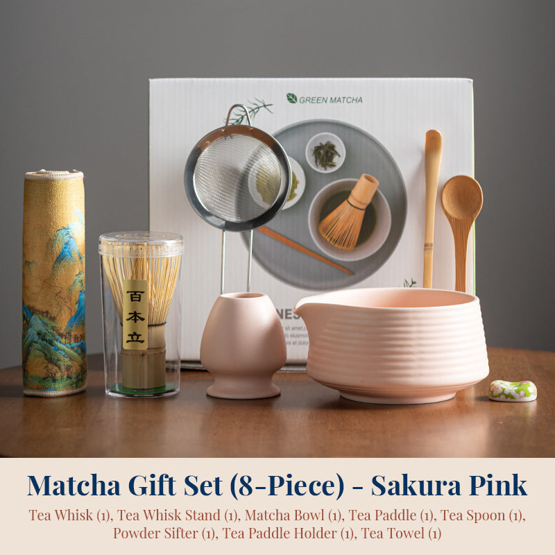 Premium 8-piece Matcha Set: Ceramic Chawan, whisky gift box, Matcha tools – for tea lovers - Korvel