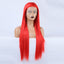 Perruque en Dentelle Rouge pour Femmes - Accessoire de Cheveux Longs et Lisses
