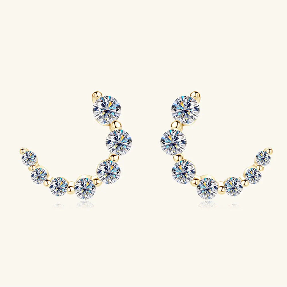 925 Sterling Silver Inlaid Moissanite Stud Earrings - Korvel
