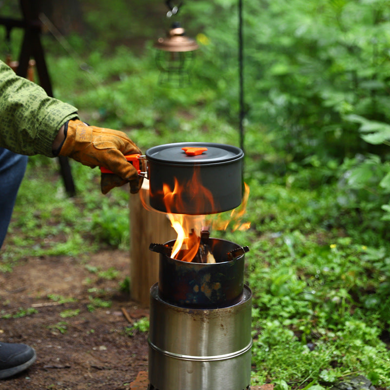 Outdoor BBQ flame-retardant gloves thickened cowhide cover wear-resistant camping protective cover - Korvel