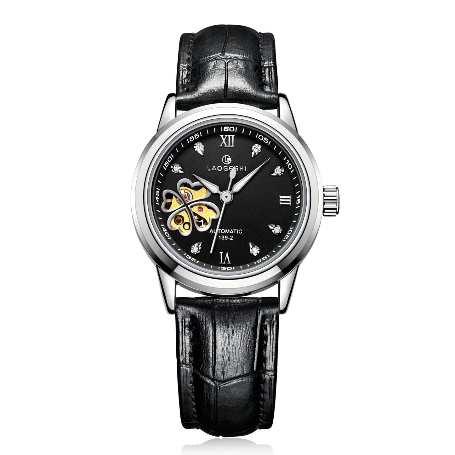 Reloj mecánico automático para mujer LAOGESH con correa de cuero