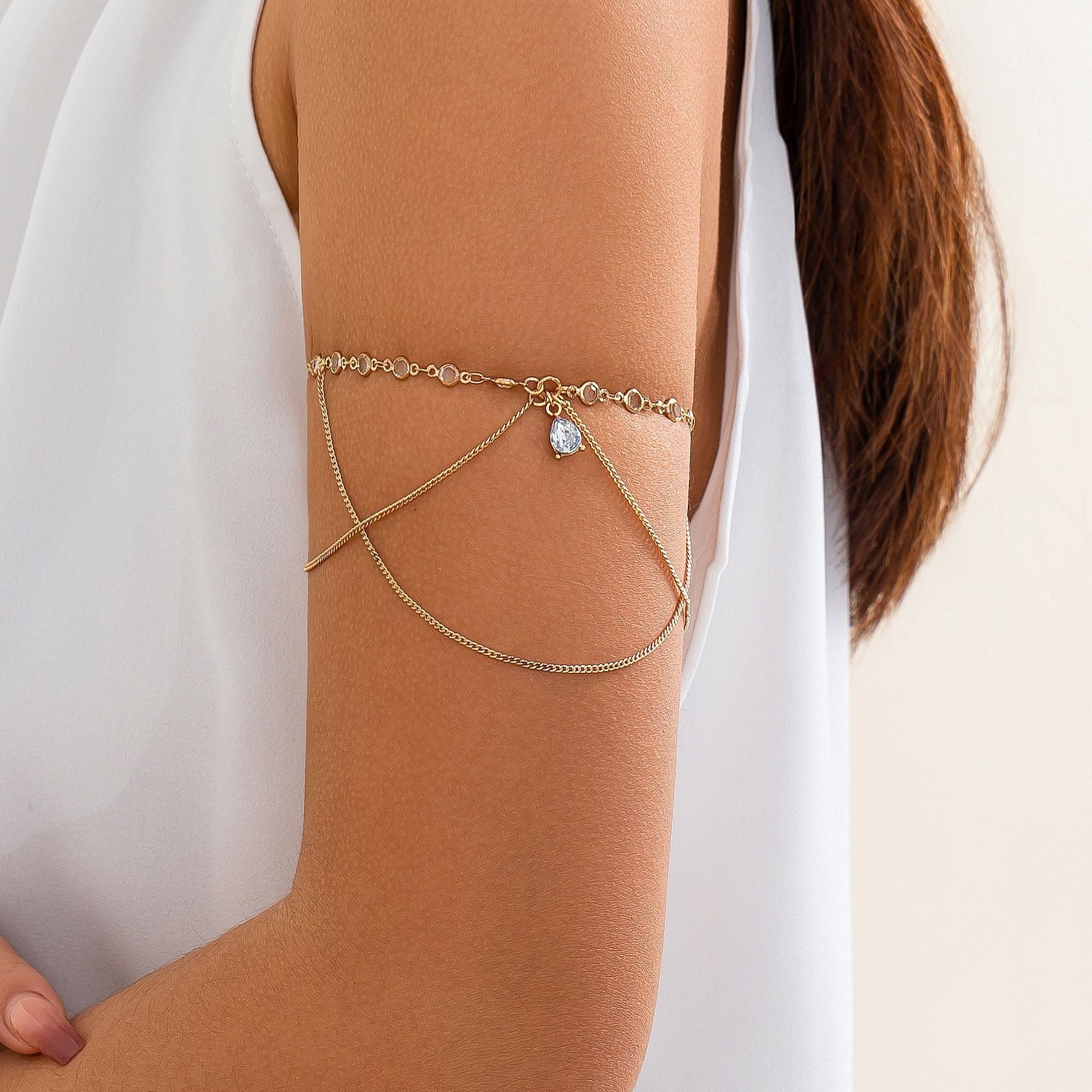 Punk style chain arm bracelet ethnic arm chain with adjustable opening - Korvel
