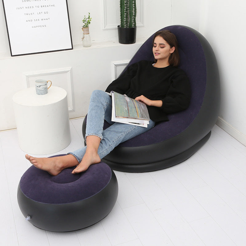 Inflatable Air Mattress Lazy Sofa Deck Chair Comfortable Leg Stool Rest Single Beanbag for home and Outdoor Use - Korvel