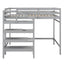 Full Size Loft Bed with Built-in Storage Staircase and Hanger for Clothes, Gray - Korvel