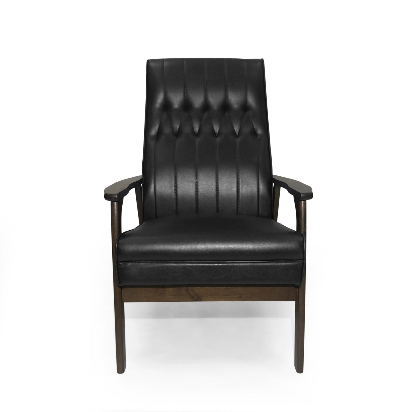 Mid Century Modern Upholstered Accent Chair in Matte Black