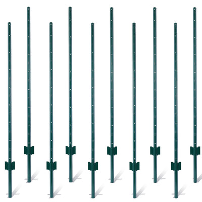 Fence post 3-foot-10 pack, heavy-duty metal fence post with U-shaped groove - Korvel