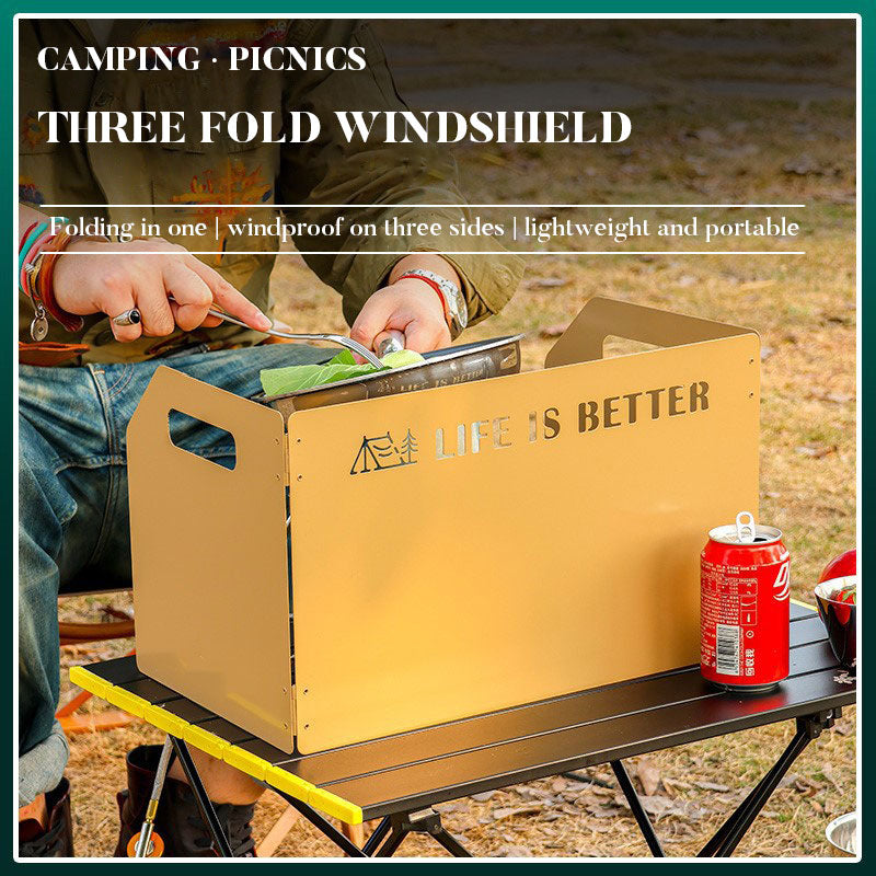 Outdoor stove enclosure wind shield camping wind shield shielding plate cassette stove folding gas stove stove wind shield - Korvel
