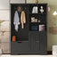 Multi-functional Hall Tree with Storage Shelves Drawers and Cabinet, Elegant Hallway Shoe Cabinet with Bench Modern Black - Korvel