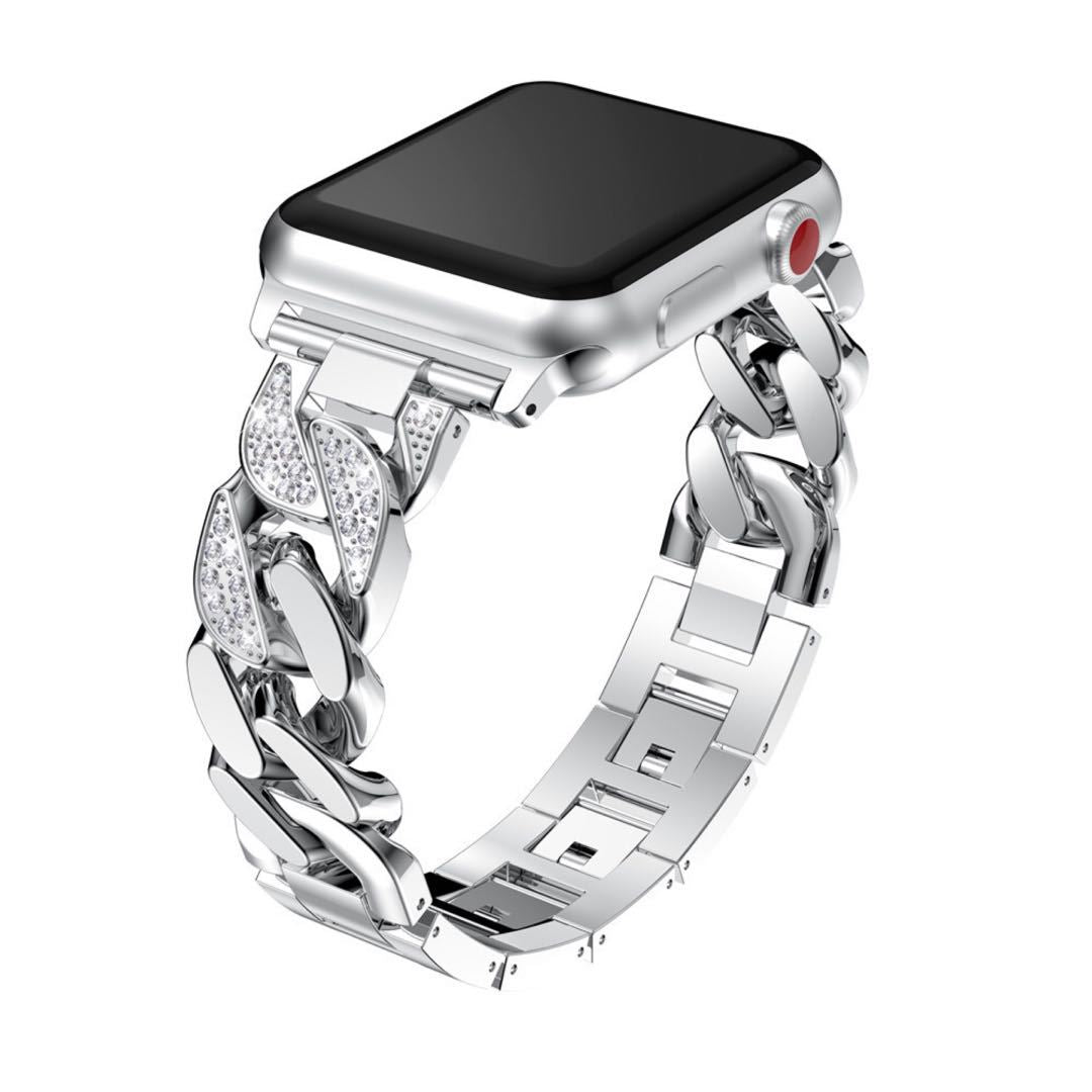 Suitable For Samsung Huawei 22mm Watch With Apple 7654321 Generation SE Single Row Diamond-Encrusted Denim Chain Alloy Wristband - Korvel