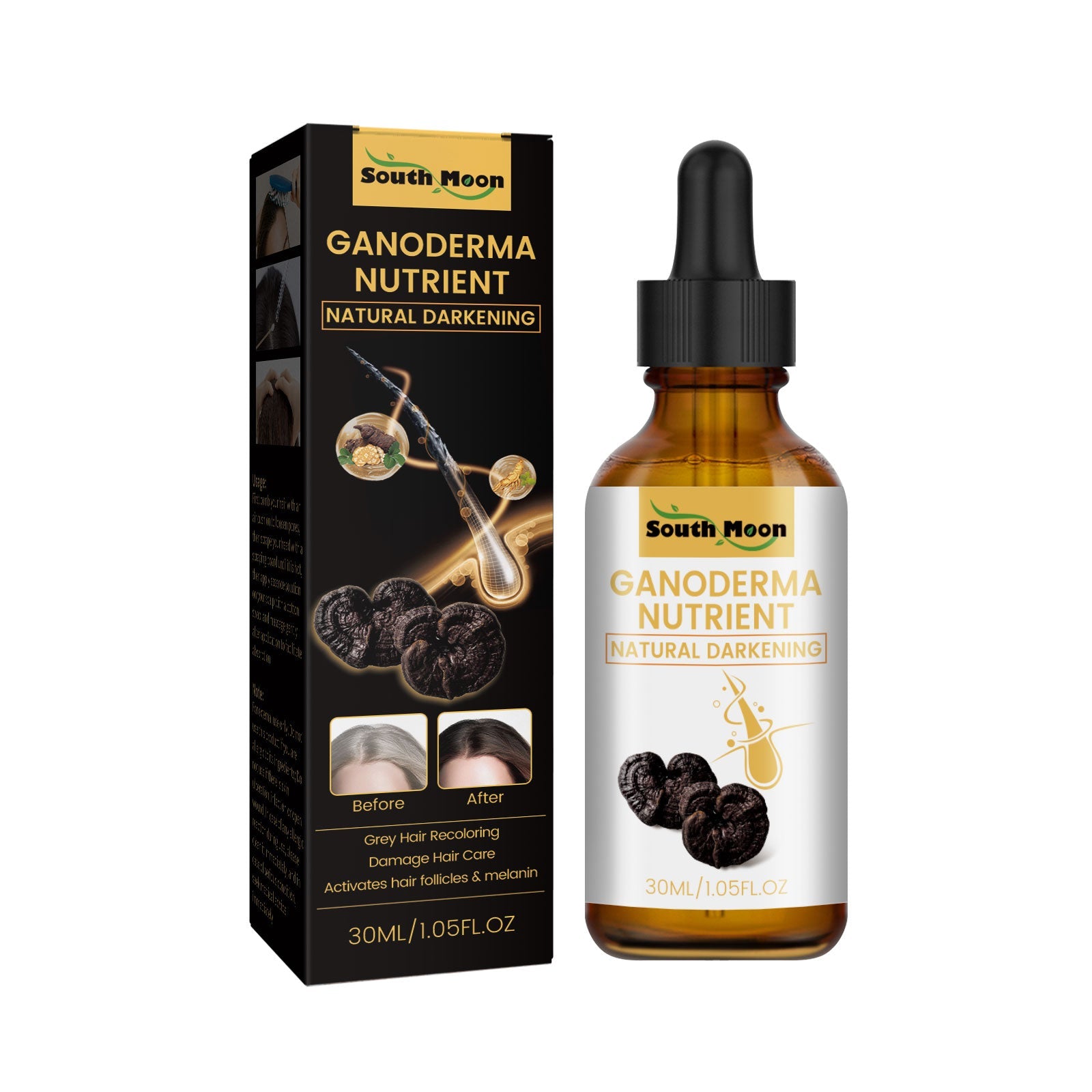 Black Ganoderma Lucidum White Black Black Hair Nourishing Hair Nourishing Hair Moisturizing Hair Repair Massage Essence - Korvel