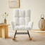 Chaise Berçante en Tissu Teddy Blanc Cassé