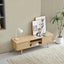 55.12" Rattan TV cabinet double sliding doors for storage adjustable shelf solid wood legs TV console for living room natural - Korvel