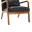 COOLMORE modern style chair, solid wood cushion lounge armchair with a pillow (black PU) - Korvel
