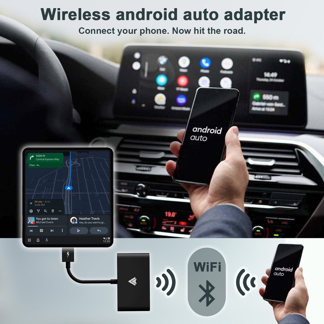 Adaptateur Android Auto filaire à sans fil pour Apple CarPlay