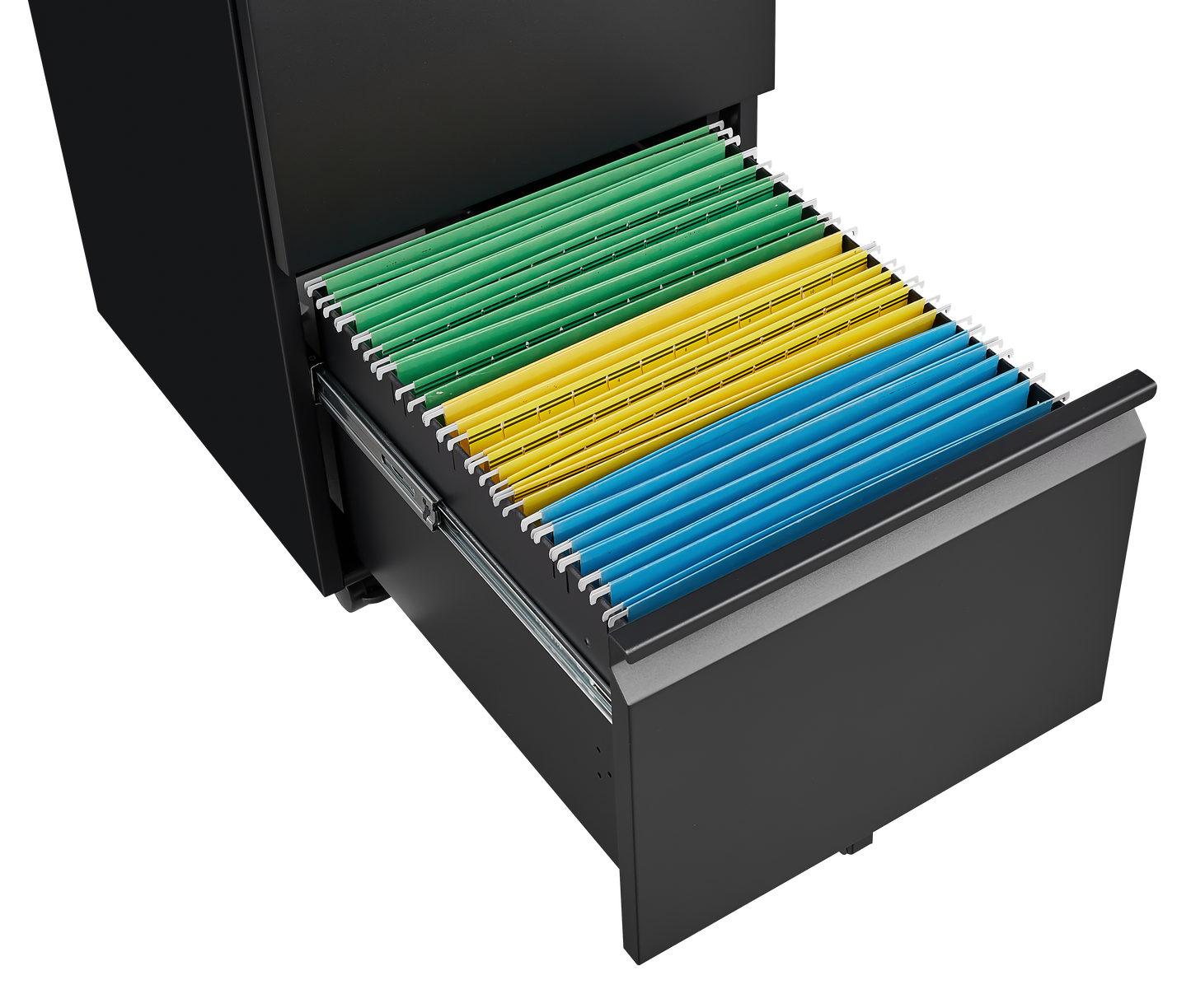 Metal 2 drawer mobile file cabinet with lock, 25.6-inch high legal/letter size file storage cabinet  black - Korvel