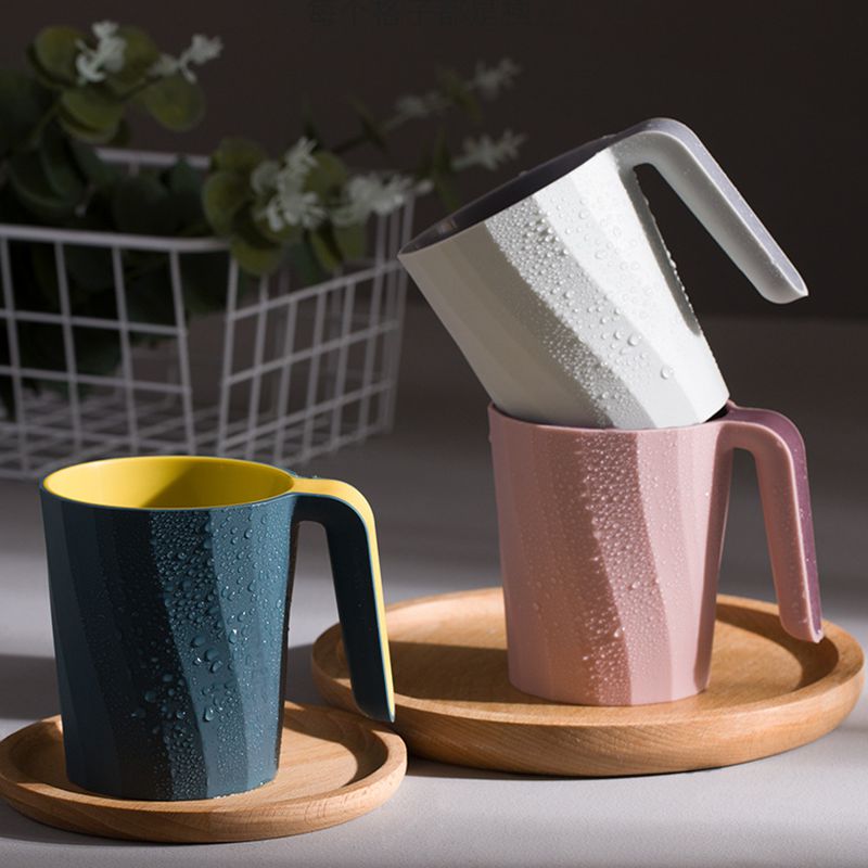 Creative Simple Mouthwash Cup INS Striped Non-Slip Water Cup Double-Layer Plastic Handle Thread Couple Mouthwash Toothbrush Cup - Korvel