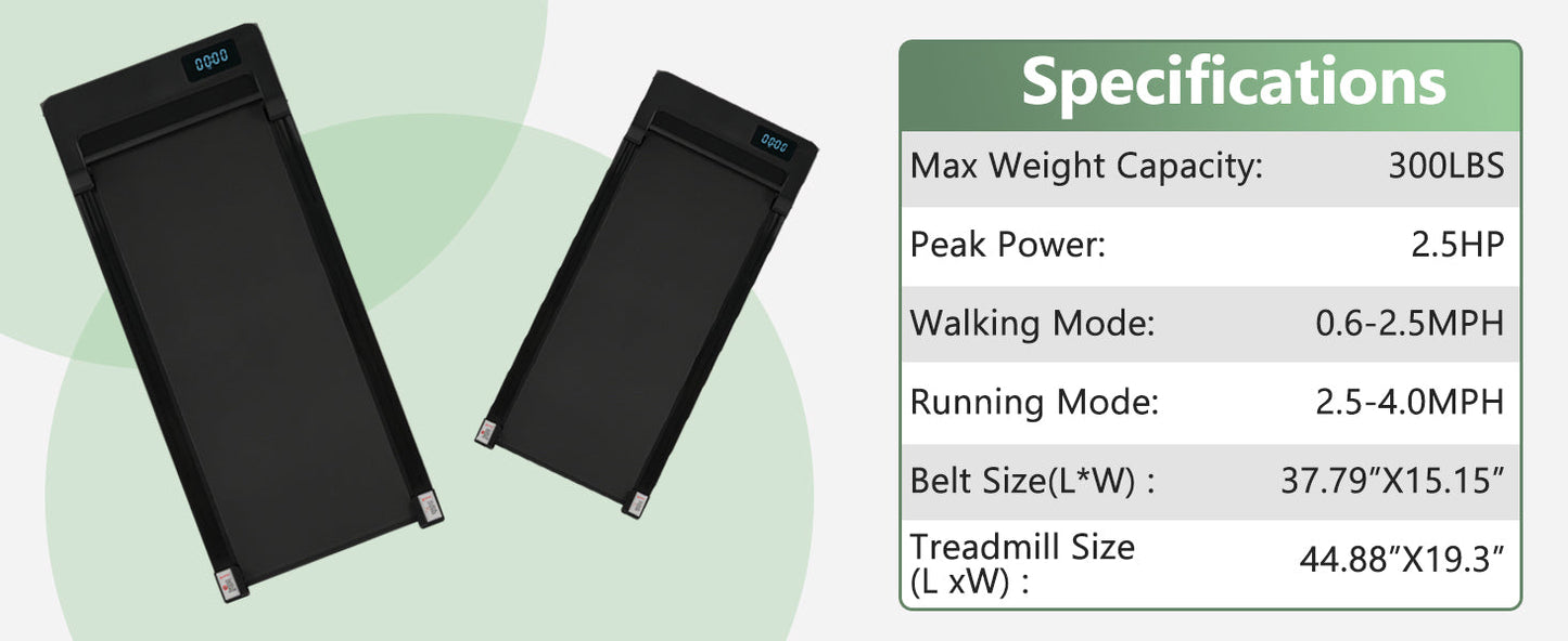 8.10 Walking Pad Under Desk Treadmill - 2.5HP, 300LBS Capacity