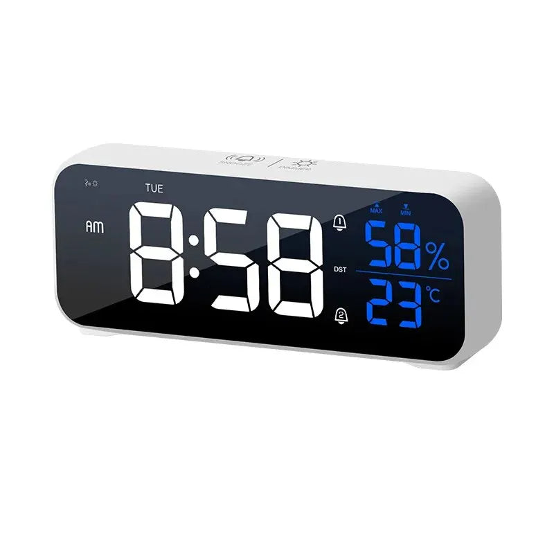 Reloj despertador digital LED de música premium con control por voz