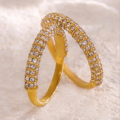 Zircon Light Luxury Ring Stainless Steel PVD Plated Finger Ring Jewelry - Korvel