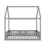 Full Size Wood House Bed with Fence and Door, Gray - Korvel