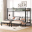 Twin over Twin & Twin Bunk Beds for 3, Twin XL over Twin & Twin Bunk Bed Metal Triple Bunk Bed, Black - Korvel