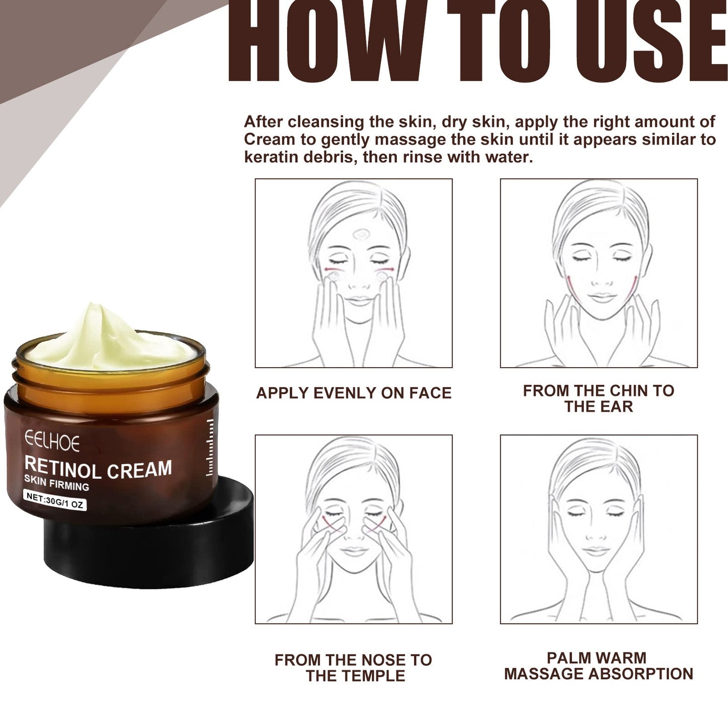 Retinol Cream, Anti-Aging Firming Brightening Moisturizing Facial Skin Care Cream - Korvel