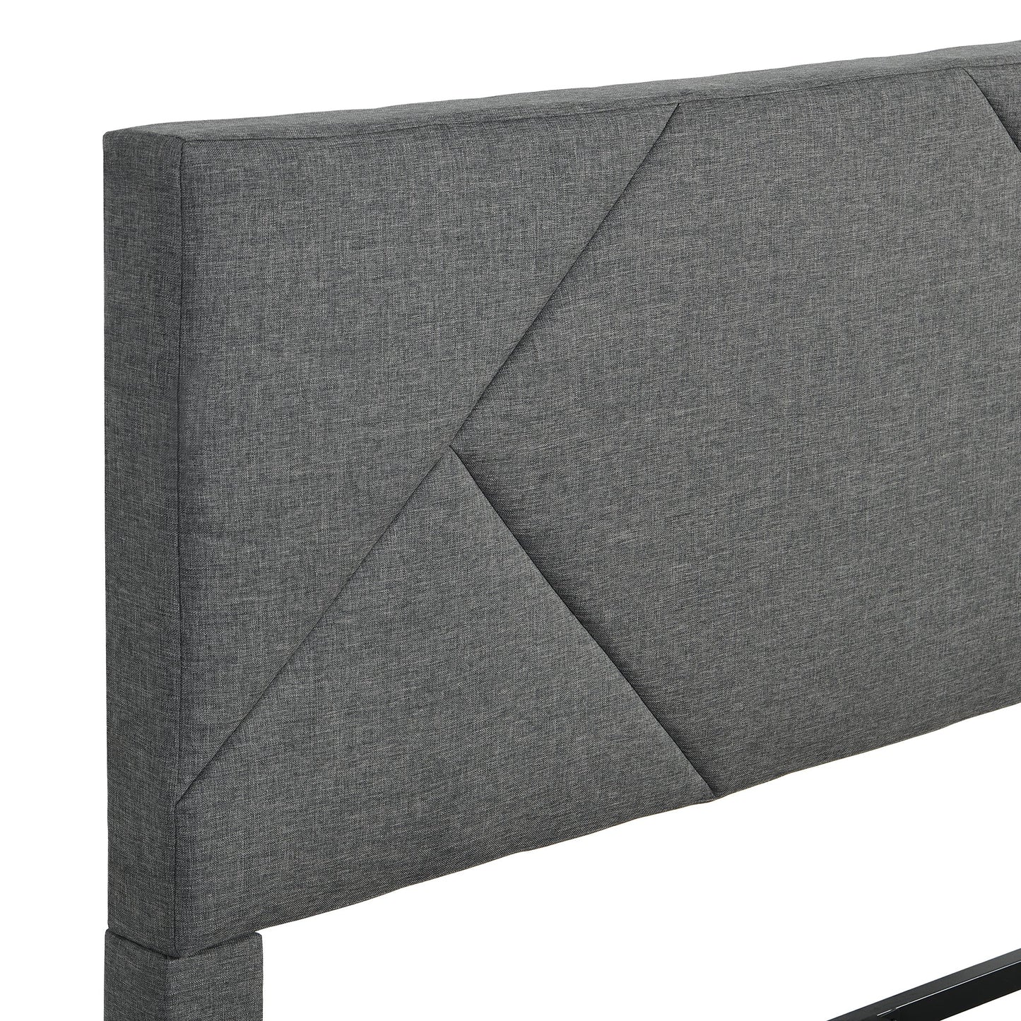 Cadre de lit plateforme rembourré queen size élégant en gris