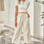 Drawstring Paperbag Waist Wide Leg Pants - Korvel