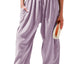 Pantalons larges en coton et lin taille haute pour femmes