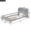 Wood Twin Size Platform Bed with Built-in LED Light  Storage Headboard and Guardrail Antique Grey - Korvel