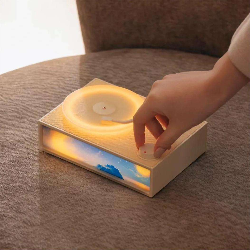 Wireless Bluetooth Speaker Aroma Diffuser Ambient Light Mini Speaker Retro Vinyl Record Player Home High-Quality Sound Gift X19 - Korvel