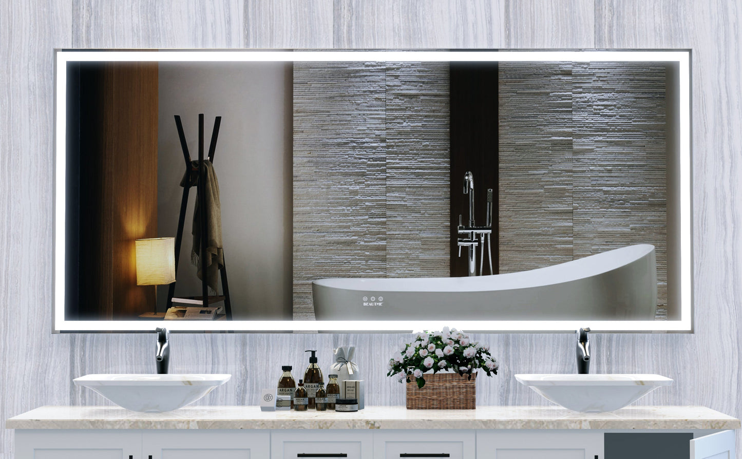 72x32 Inch LED Bathroom Mirror with 3 Color Modes