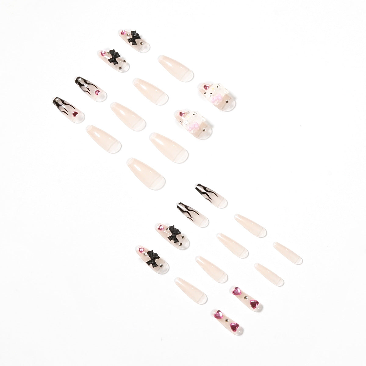 Girl Black Flame Y2K Style Wearing Nail Products Nail Patch Nail Patch Removable Nail Piece Fake Nail - Korvel