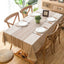 90x90 cm Plaid Decorative Linen Tablecloth with Tassels