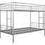 Metal bunk bed/sturdy/noise reduction/2 side ladders/safety guardrails/CPC certification/no spring box required (Silver) - Korvel